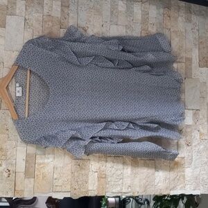 Adriano Goldschmied Ruffled Long Sleeve Blouse Light Weight Size L